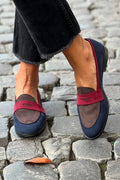 Nina | Granatowe Mokasyny Colour Block