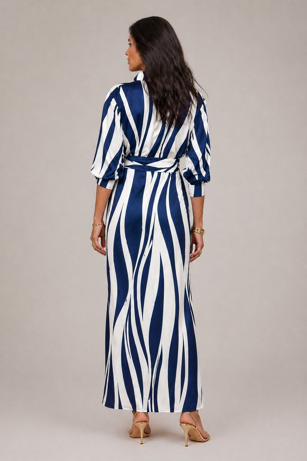 Martyna | Sukienka Maxi w Pionowe Paski