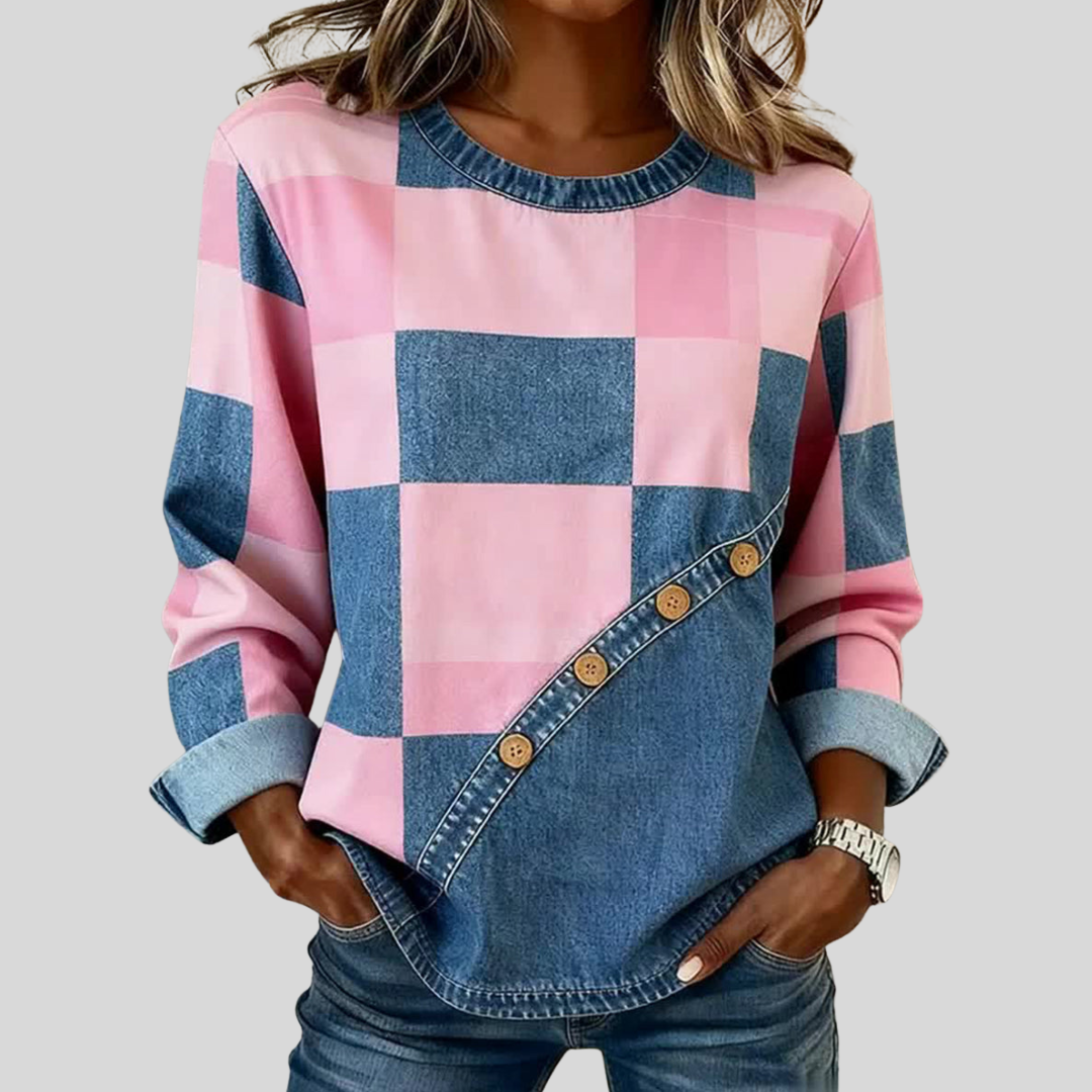 Tosia | Artystyczna Bluza w Stylu Patchwork