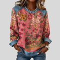 Oliwia | Bluza w Kwiaty z Jeansowym Akcentem