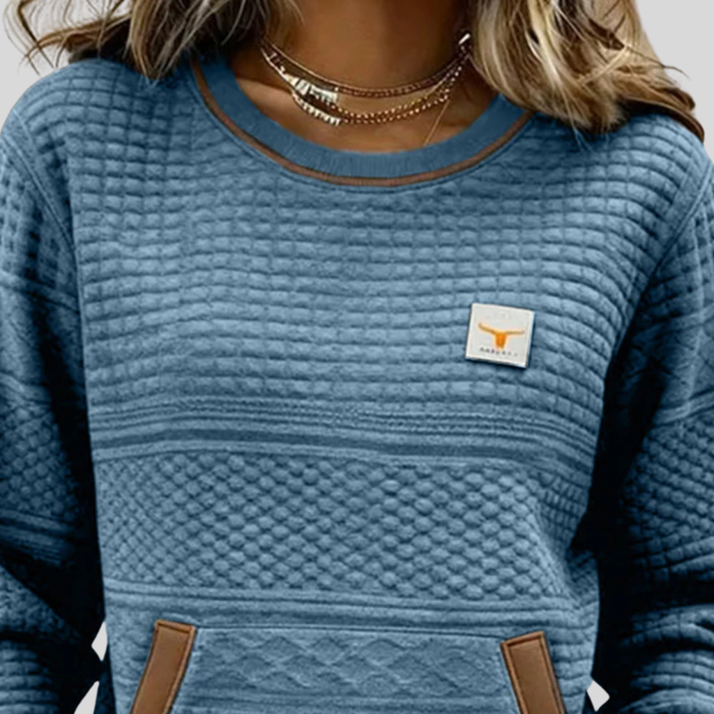Nela | Bluza z Okrągłym Dekoltem w Kolorowe Bloki