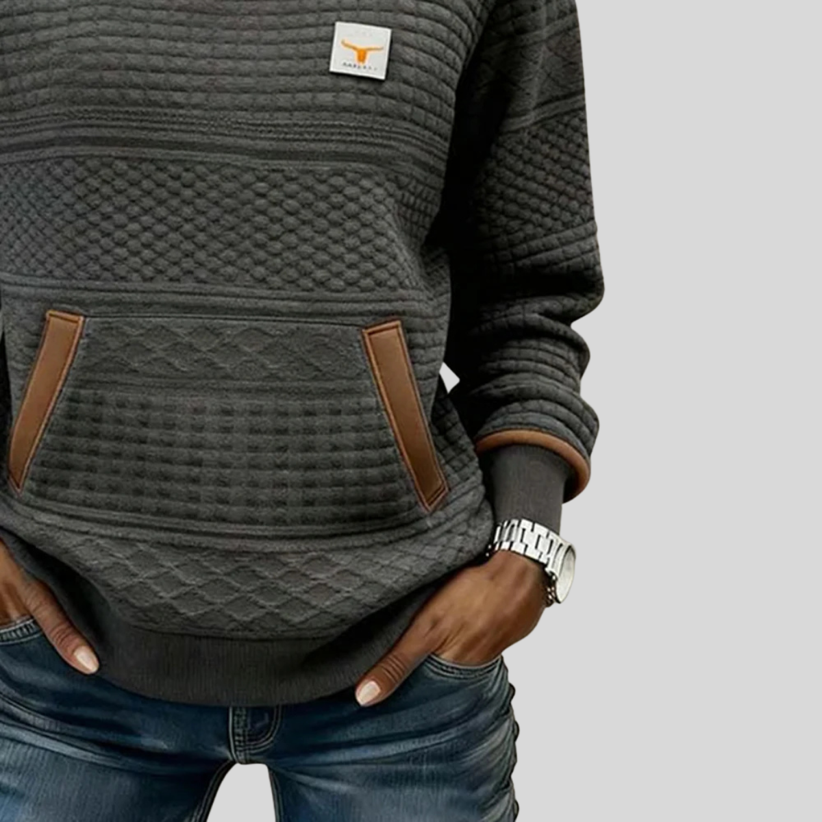 Nela | Bluza z Okrągłym Dekoltem w Kolorowe Bloki