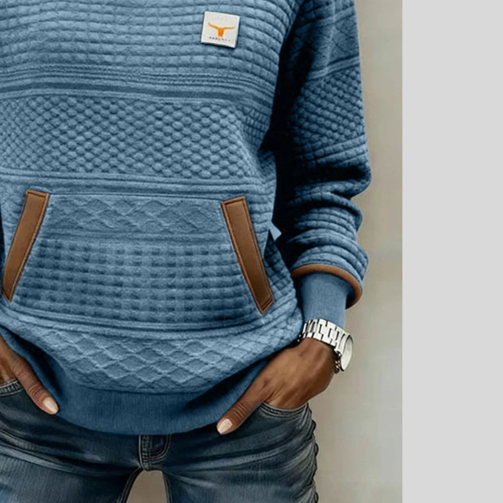 Nela | Bluza z Okrągłym Dekoltem w Kolorowe Bloki