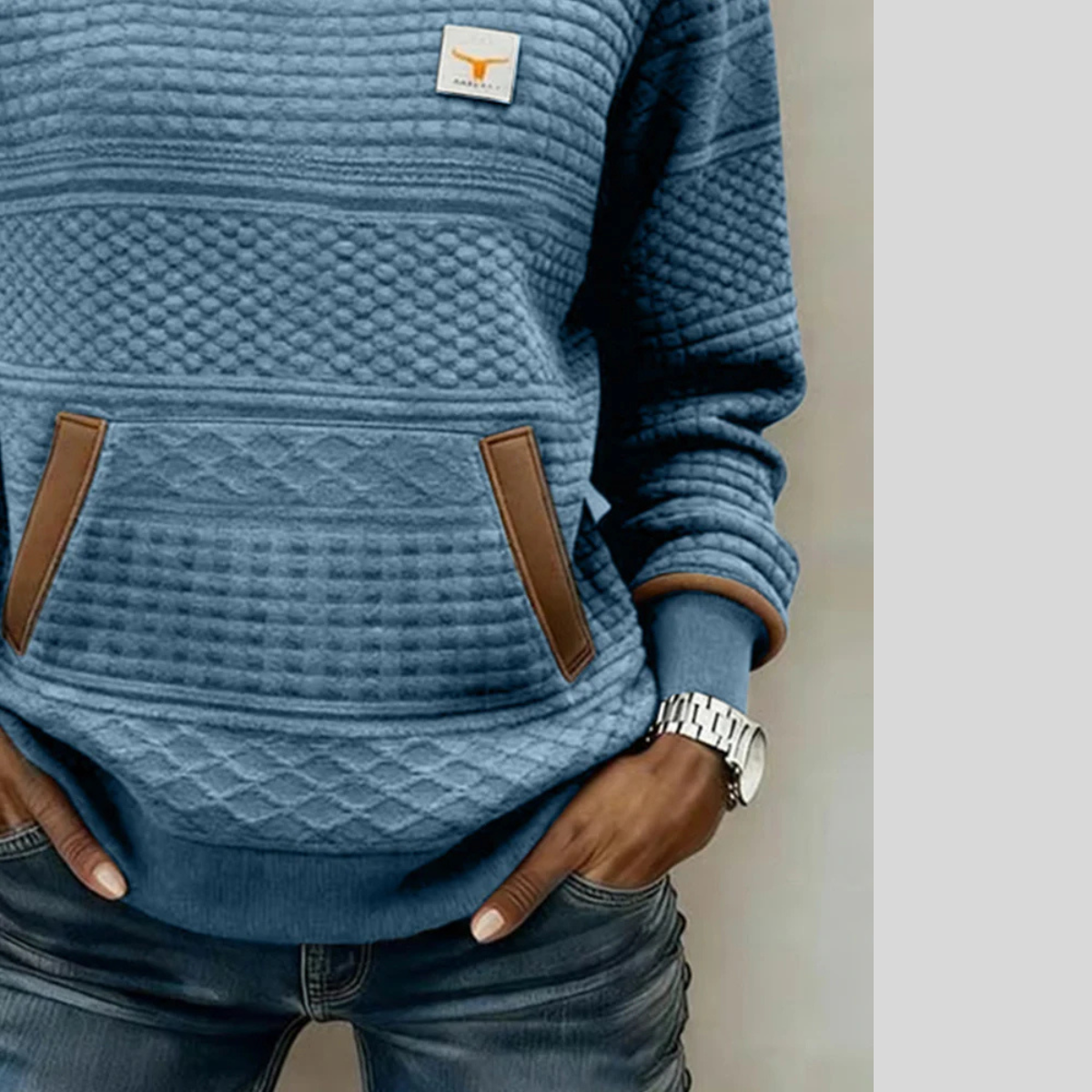 Nela | Bluza z Okrągłym Dekoltem w Kolorowe Bloki