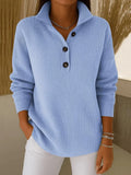 Jolanta | Sweter Polo z Dekoltem w Serek